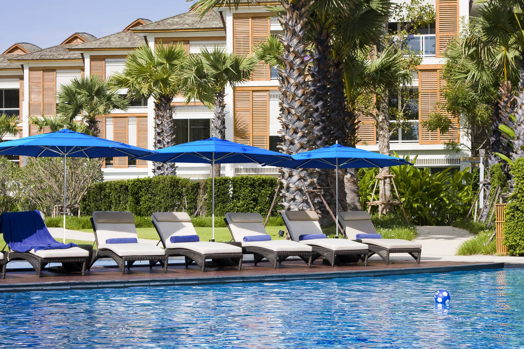 Navy Aluminum Pole Market Umbrella with Push Lift W335868