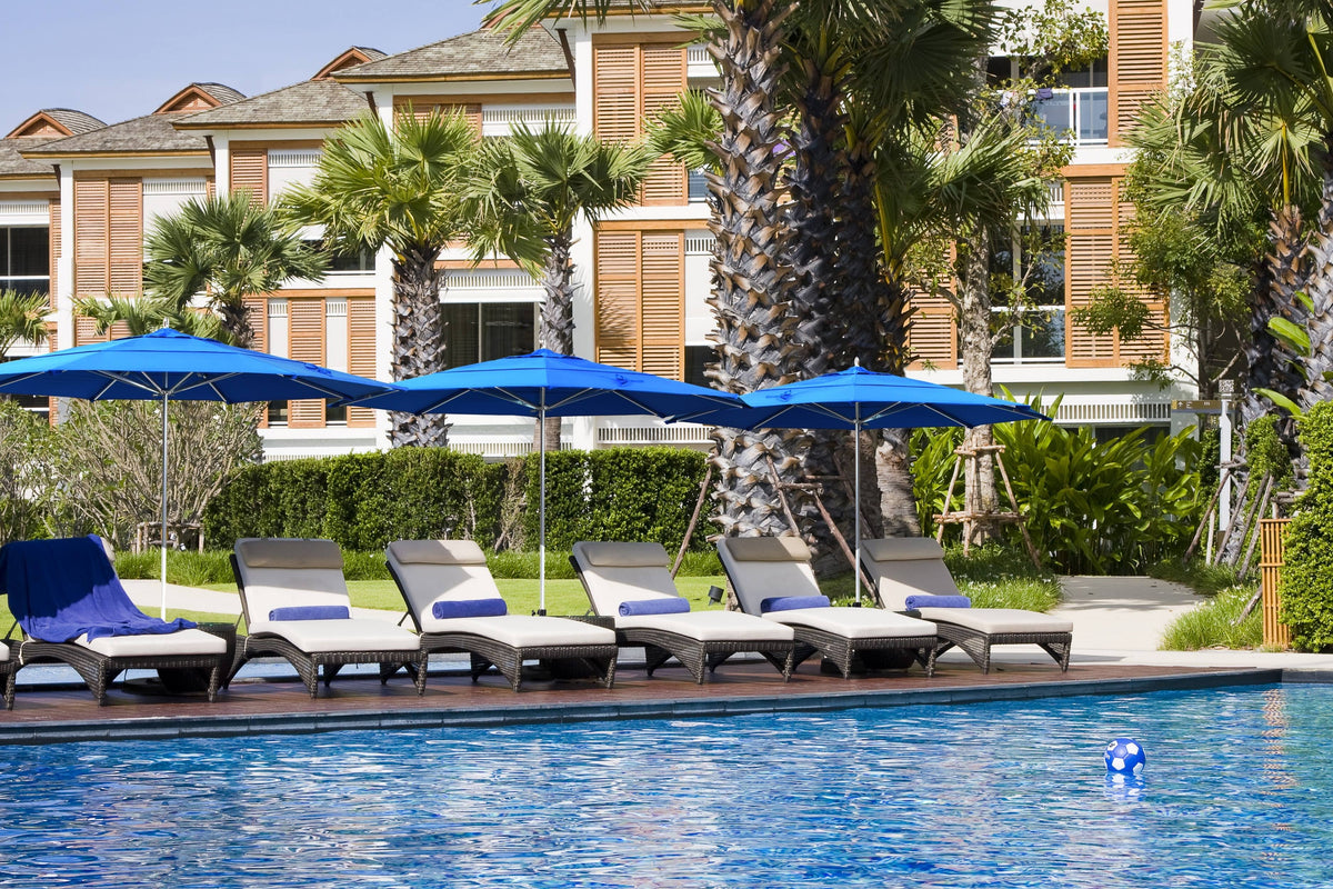 Navy Aluminum Pole Market Umbrella with Push Lift W335868