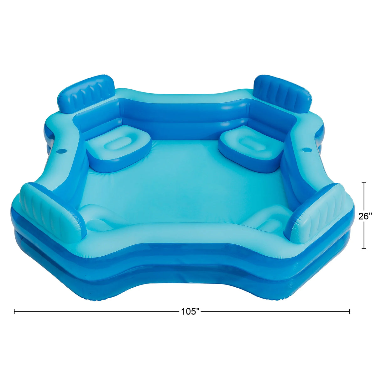 Blue Inflatable Family Swimming Pool 4 Seats Square V6998