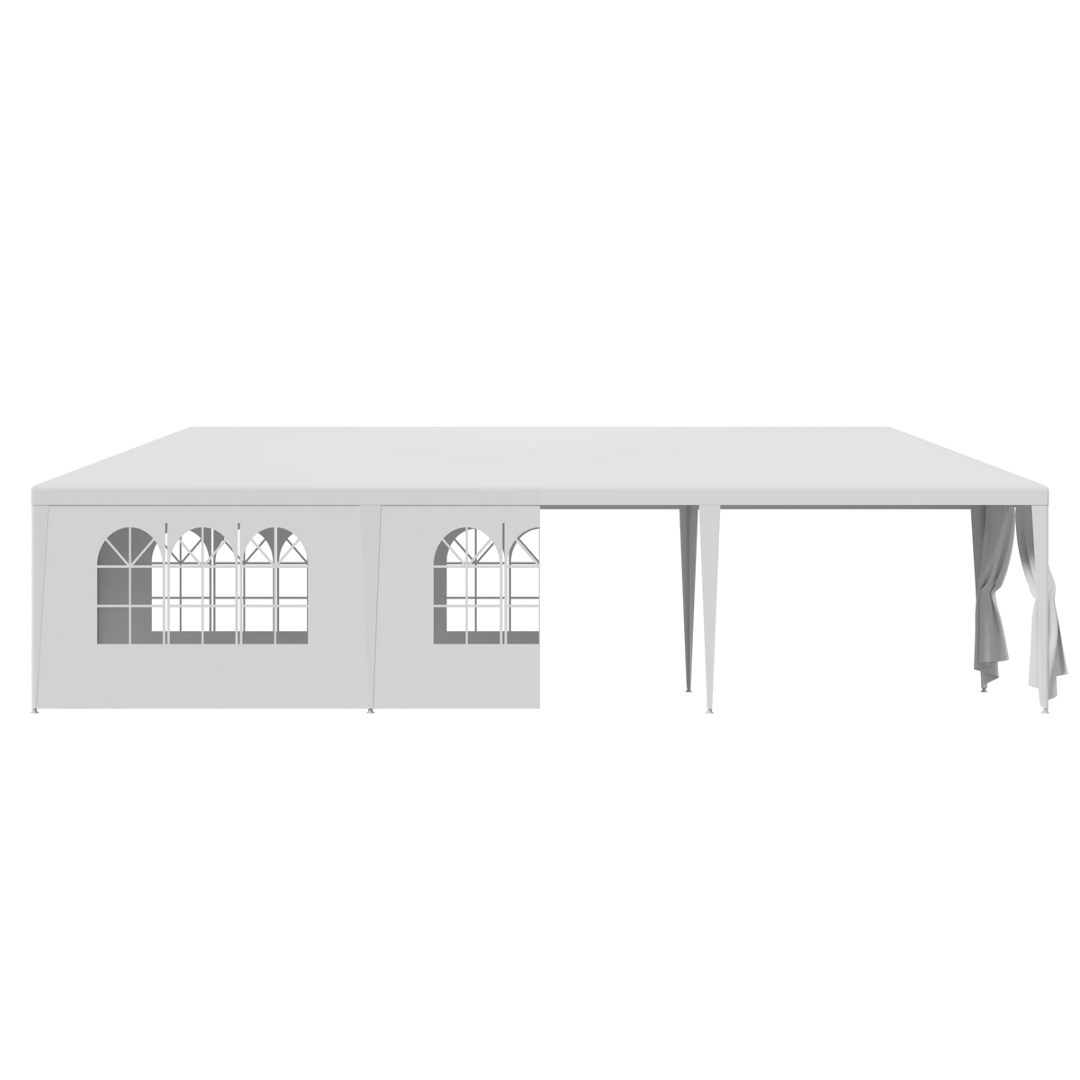 10'x 30' White Gazebo Canopy with 6 Windows & 2 Sidewalls R937094