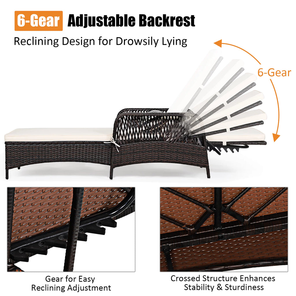 2PCS PE Rattan Chaise Lounge Chair Z7650