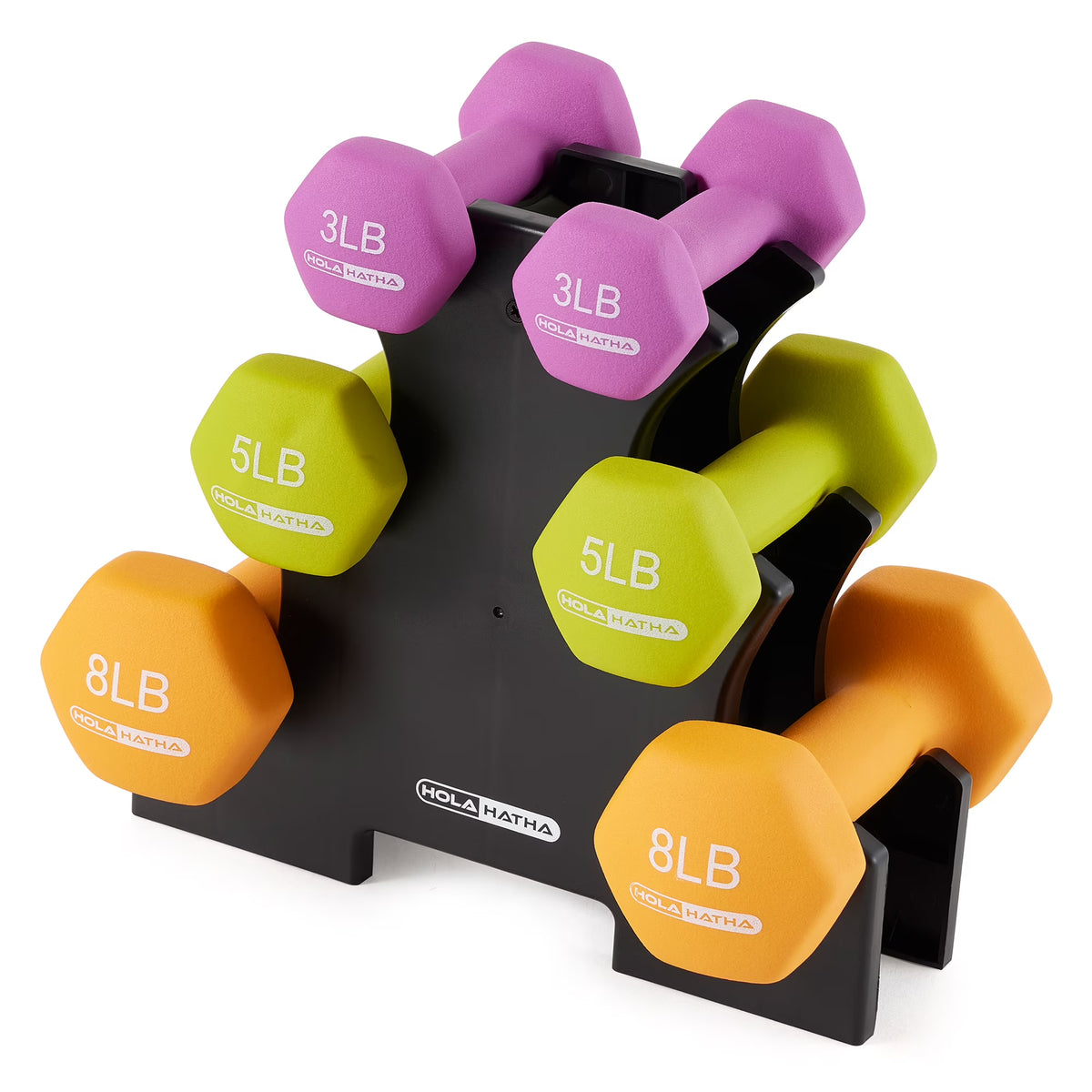3, 5, and 8 Pound Dumbbell Hand Weight Set with Storage Rack Z3706