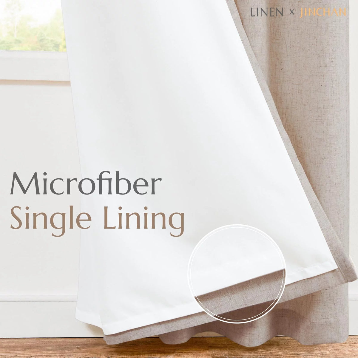 Linen Curtains 84 Inch Length Light Filtering with Lined 2 Panels T97472