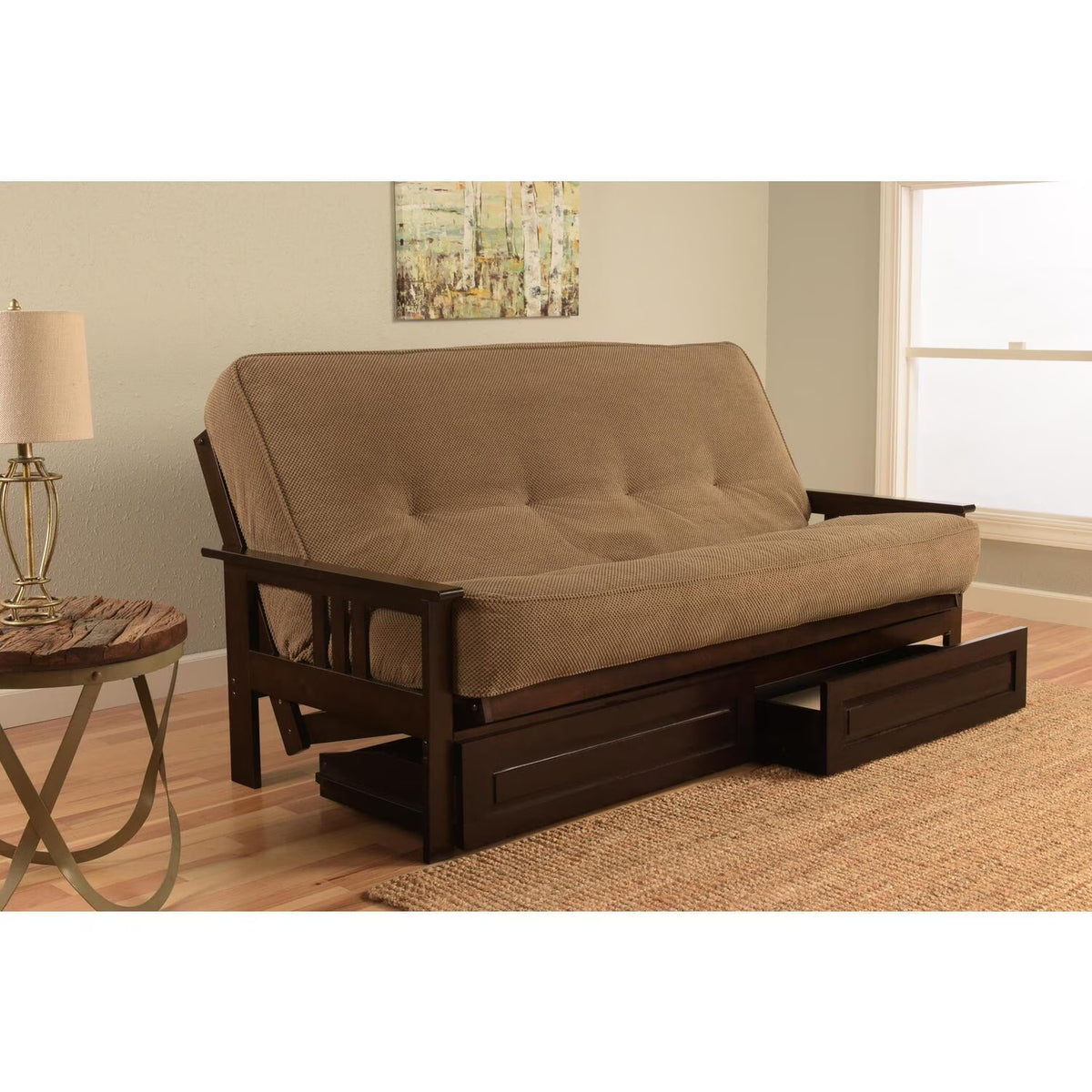 Espresso Brown Full Futon Frame with Storage Drawers H694786