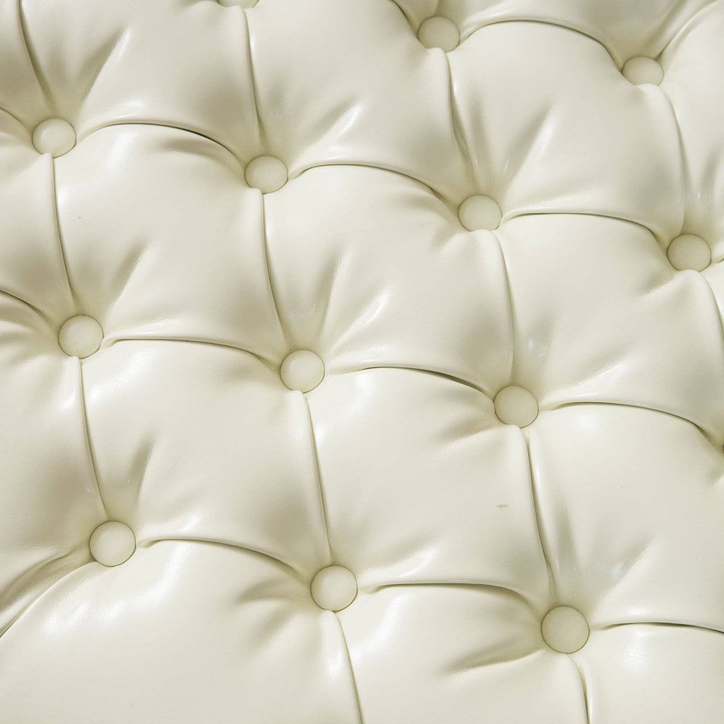 Ivory Leather Storage Ottoman Y3065