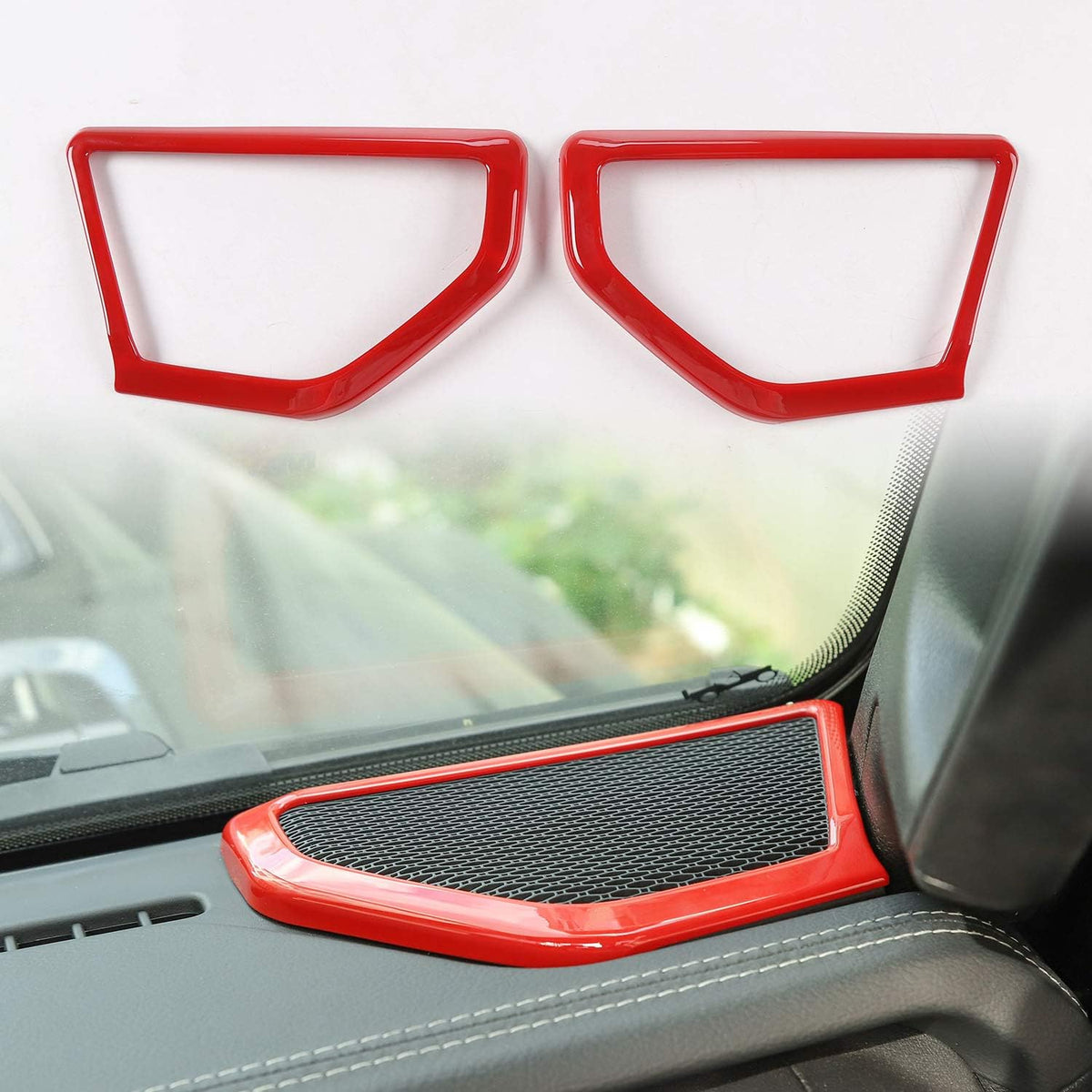 Carbon Fiber ABS A Pillar Speaker Decoration Cover Trim Stickers Z190731