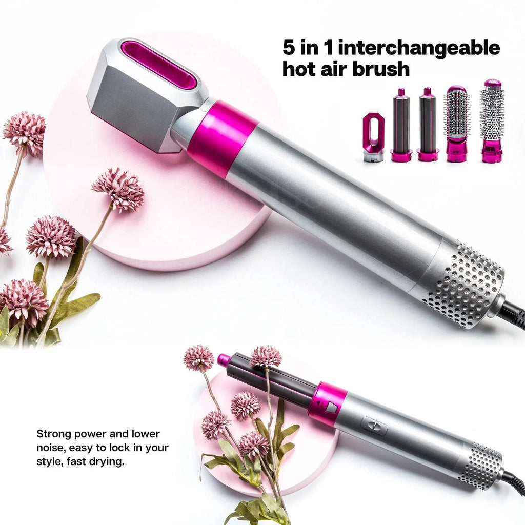 Purple 5-in-1 Electric Hair Dryer Brush with Detachable Brush Heads O40288