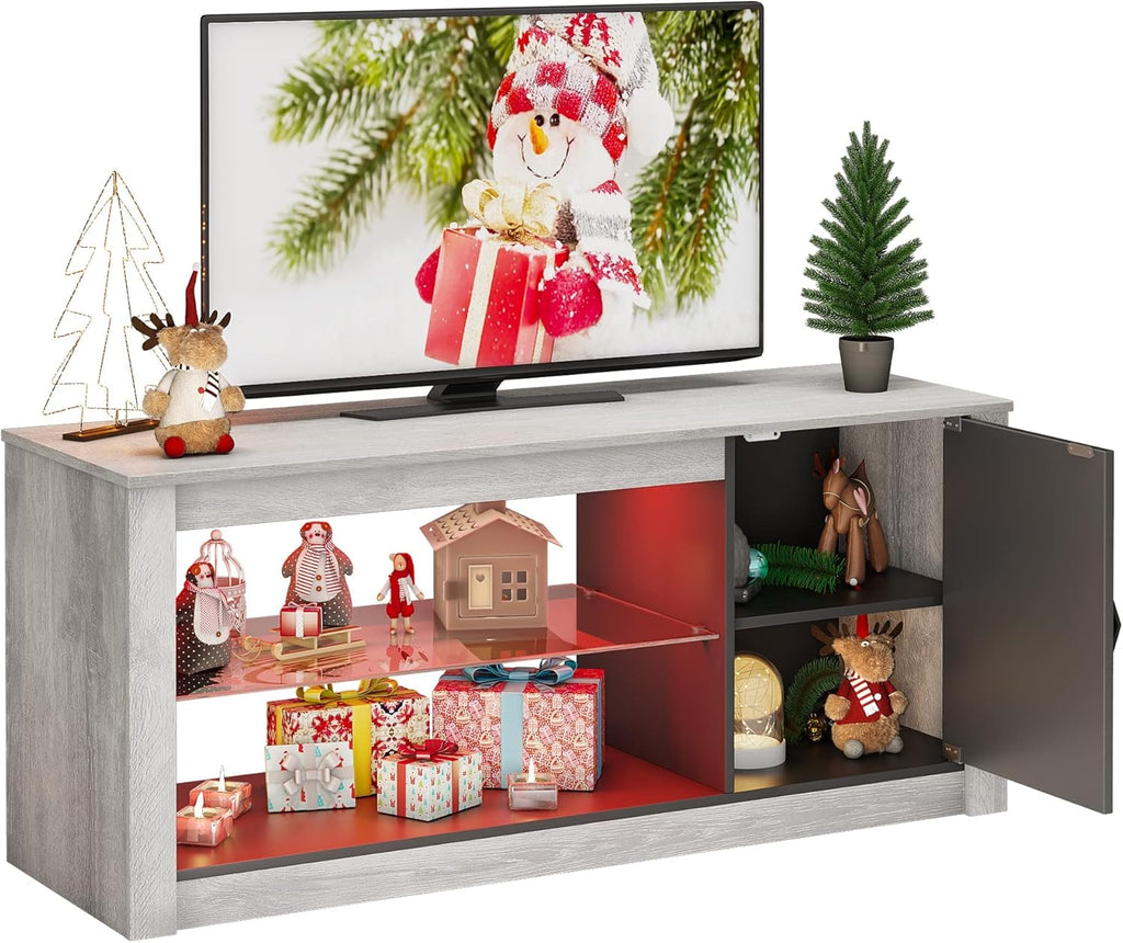 Rustic Brown 42 Inch TV Stand with Glass Shelf B933002