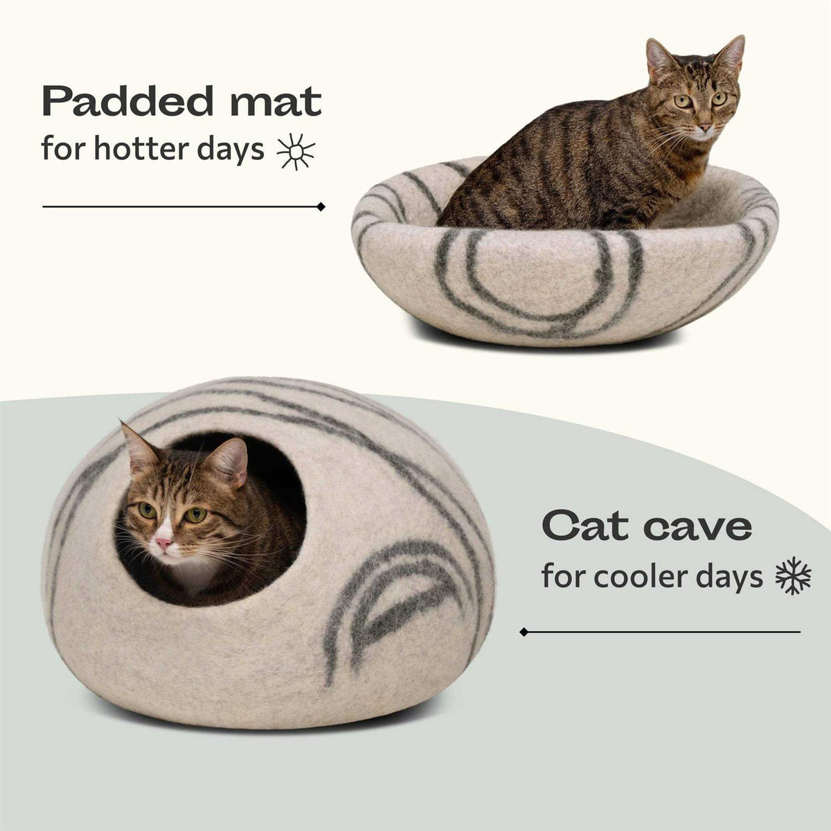 Felt Cat Bed Cave 100% Merino Wool H100