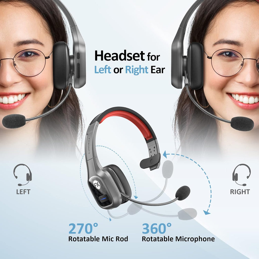 Bluetooth Headset with Microphone Noise Canceling, On-Ear Bluetooth 5.0 Multipoint Headphones, Pack of 2 J952254