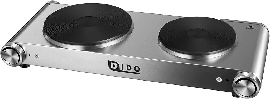 1800W Portable Electric Double Burner Hot Plate with Stainless Steel Cooktop X56682