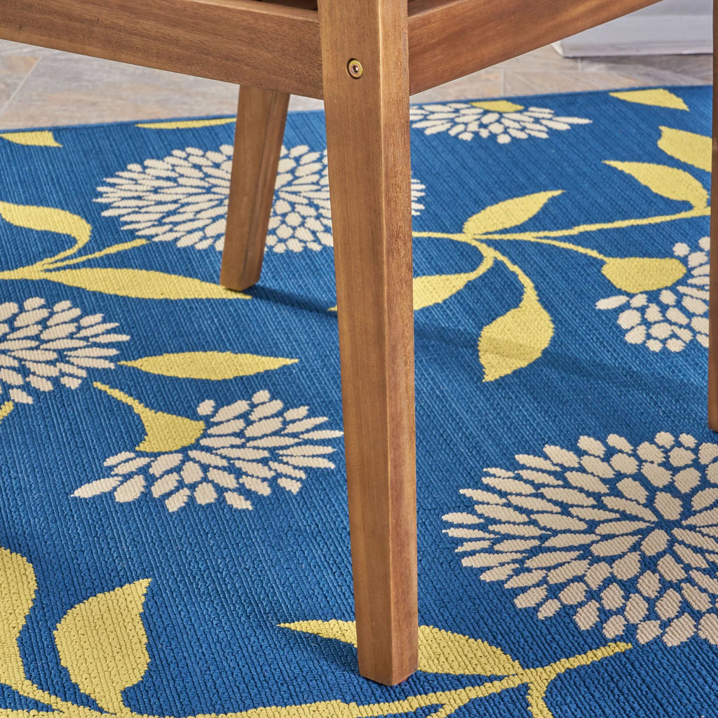 Teak and Green Wooden Patio Dining Arm Chair Set of 2 A506285