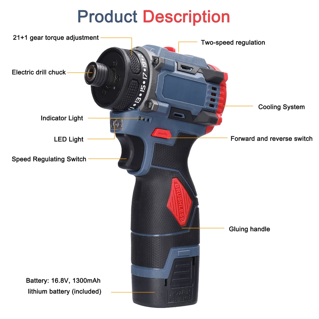 Electric Screwdriver 45Nm Torque 16.8V M5091