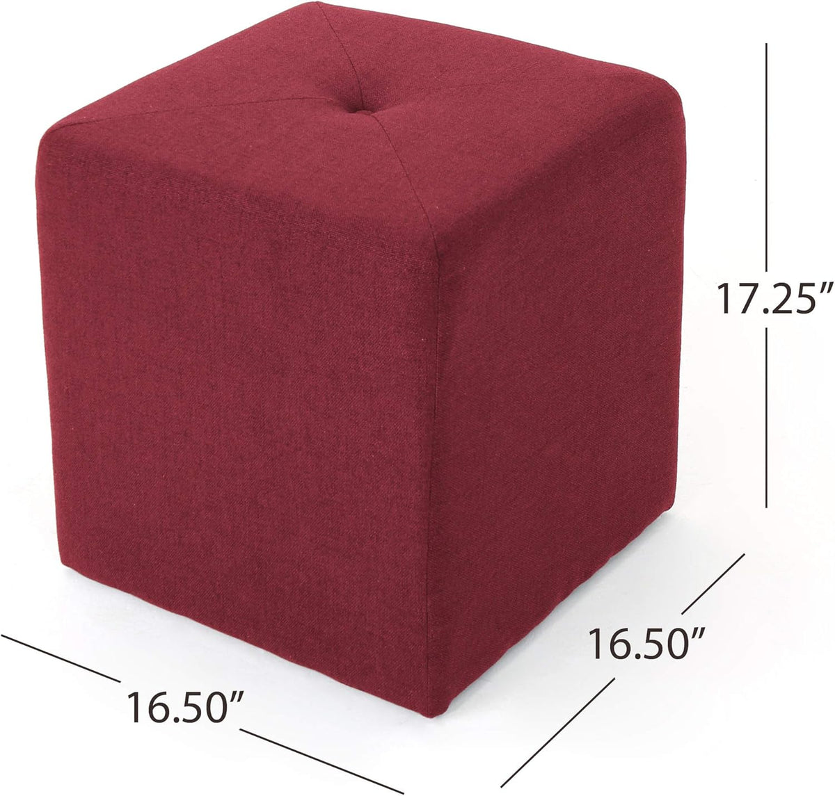 Deep Red Fabric Square Ottoman X60481