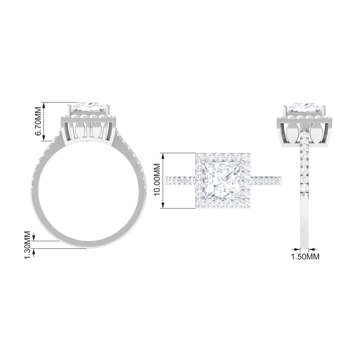 14K White Gold Moissanite Engagement Ring US 9.00 O43186