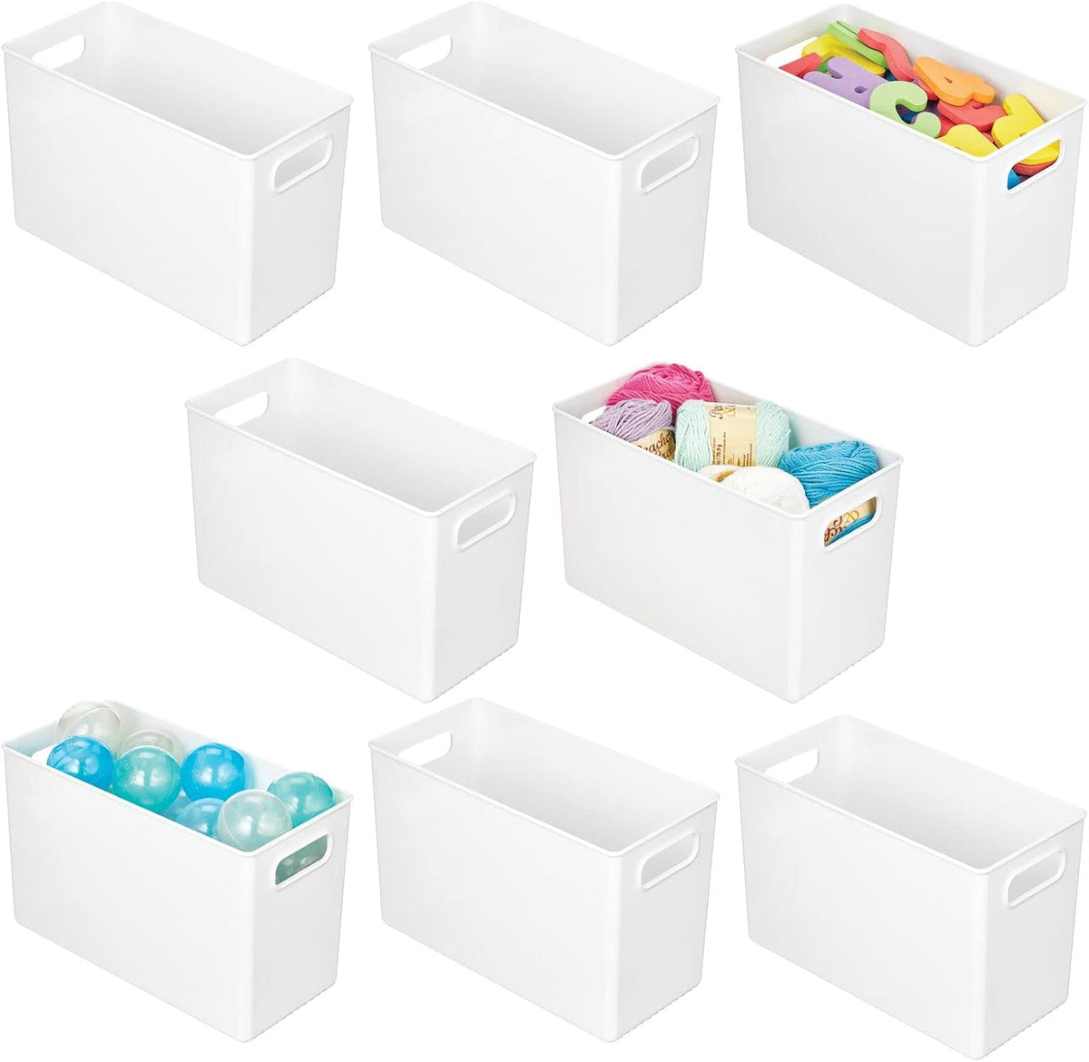 White 8 Pack Plastic Storage Organizer Bin N64642