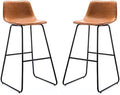 Faux Leather Dining Chairs Set of 2 Barstools with Backs Y8002