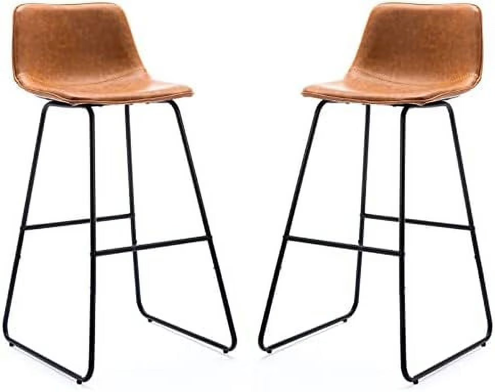 Faux Leather Dining Chairs Set of 2 Barstools with Backs Y8002