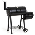 Steel BBQ Charcoal Grill with Offset Smoker in Black U577