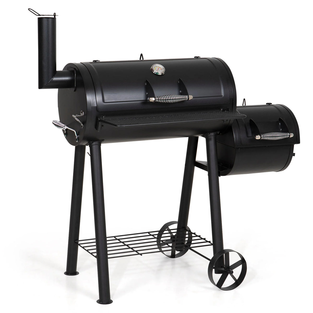 Steel BBQ Charcoal Grill with Offset Smoker in Black U577