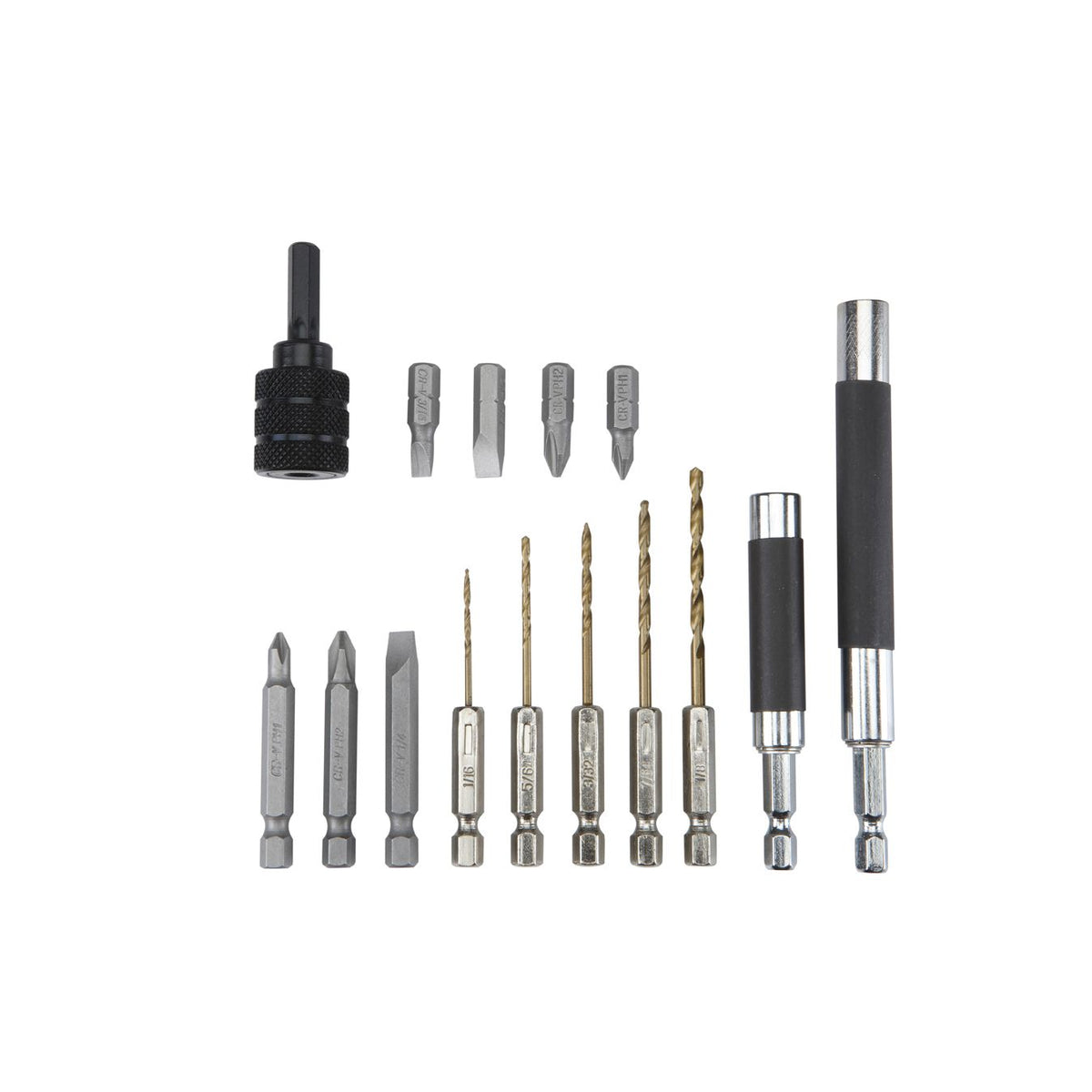 High Speed Steel Quick Change Drill Bit Set, 15-Piece R9440