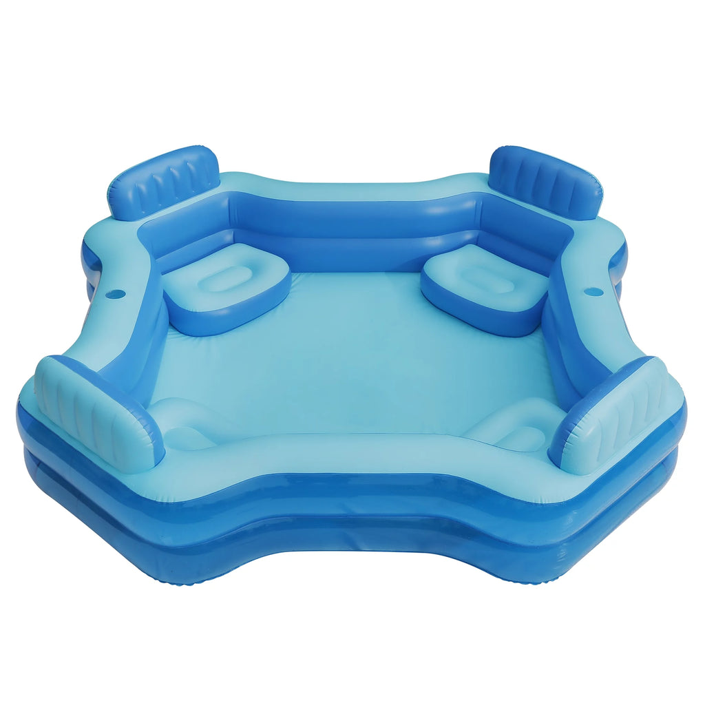 Blue Inflatable Family Swimming Pool 4 Seats Square V6998
