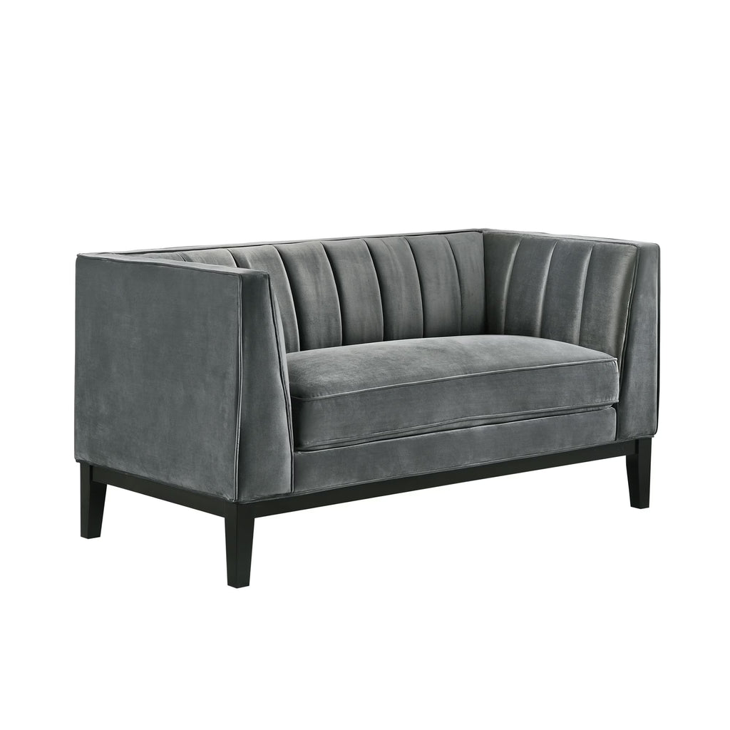 Light Grey Velvet Loveseat I717187