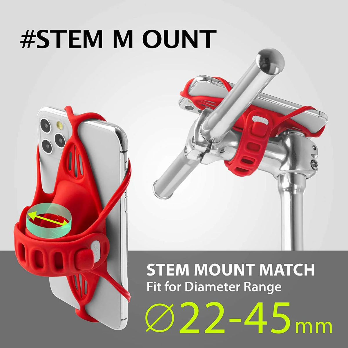 Red Bike Phone Mount for Stem Mounting 4.7"-7.2" Cell Phones X476
