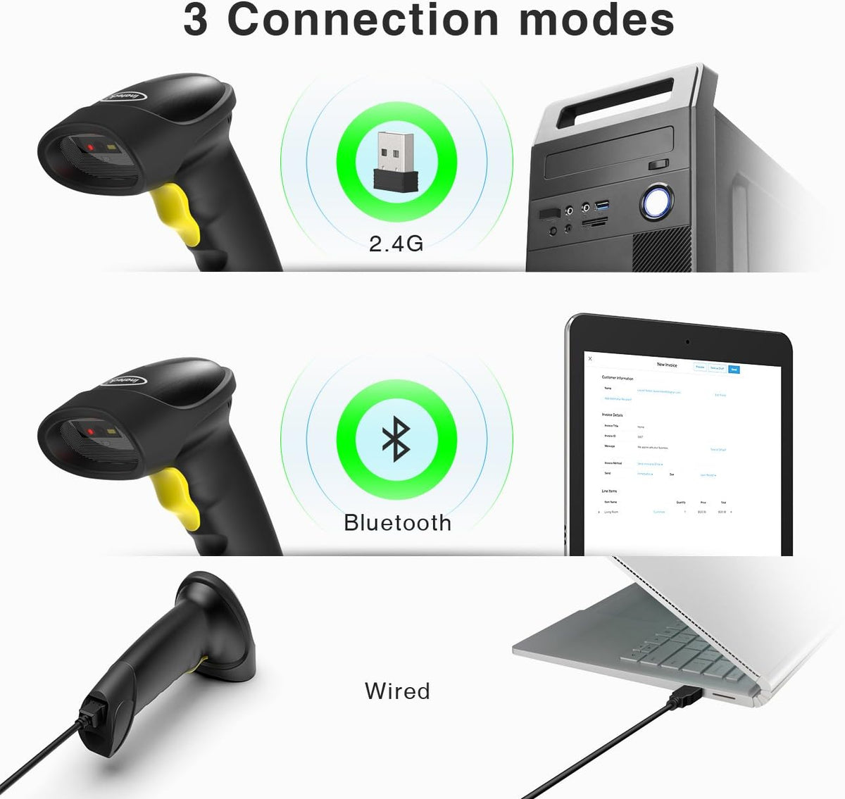 Wireless Bluetooth 2D Barcode Scanner V60980