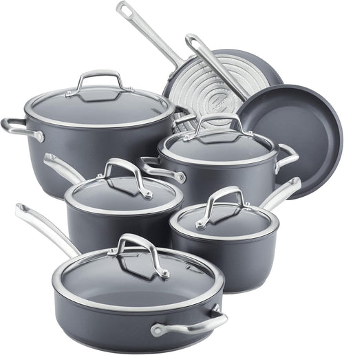 12 Piece Hard Anodized Cookware Set with Deep Frying Pan E26923
