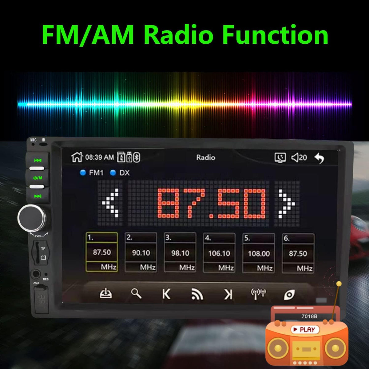 Double Din Car Stereo with Bluetooth and Backup Camera D259