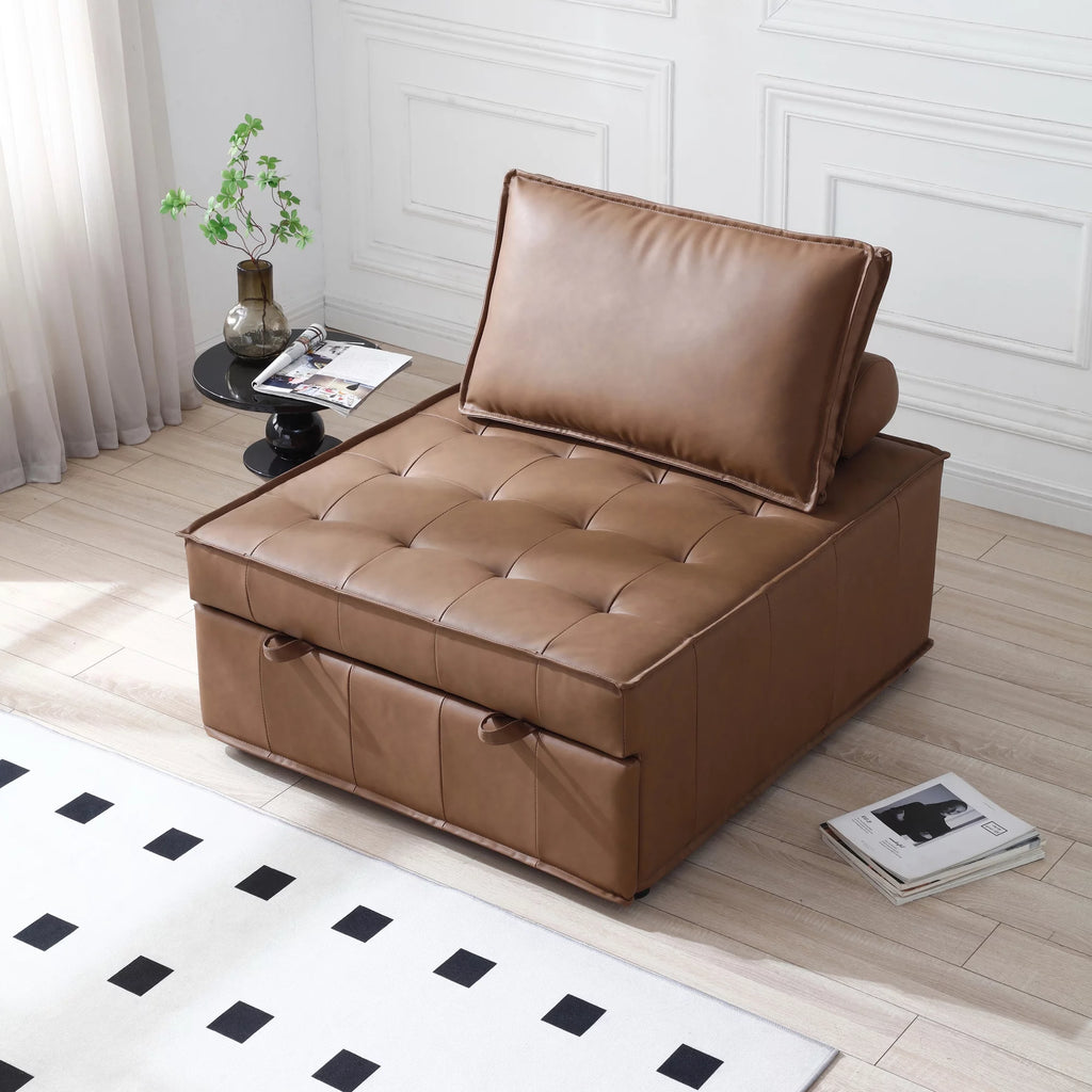 Faux Leather Ottoman Sofa Bed F702499