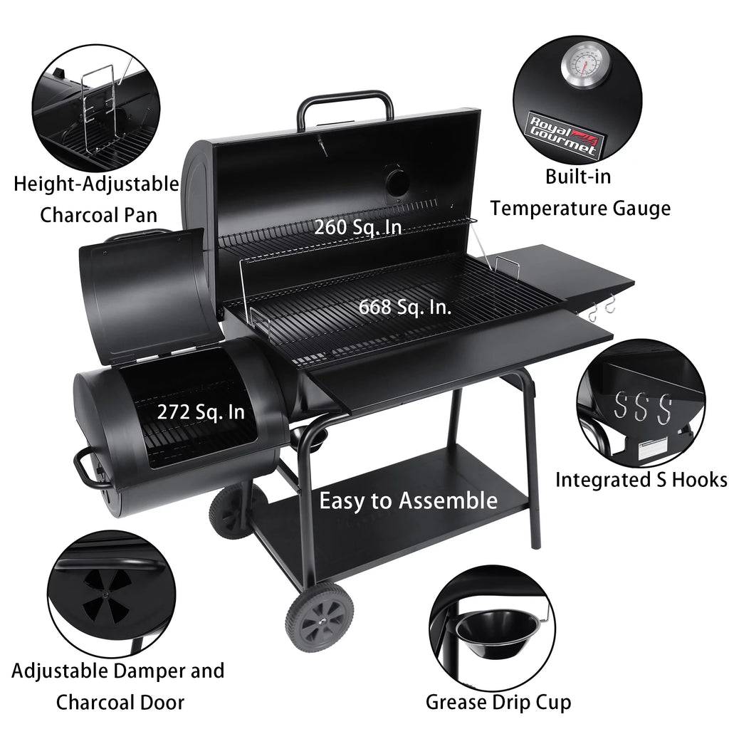 36 Charcoal Barrel Grill with Offset Smoker I539620