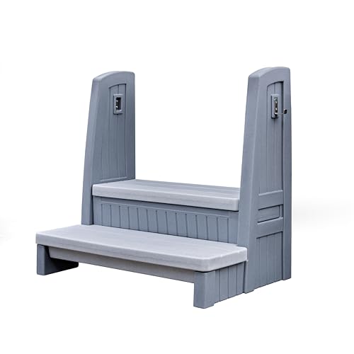 Gray 2-Step Storage Stool with Handrails T835409