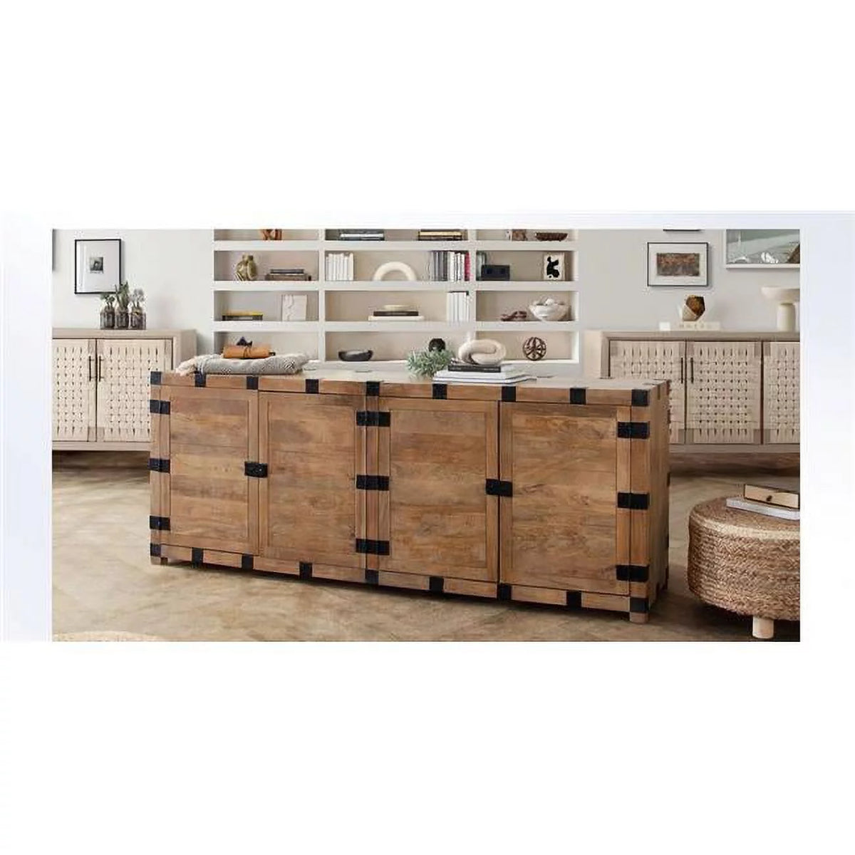 Oak Solid Mango Wood 4-Door Sideboard D4377