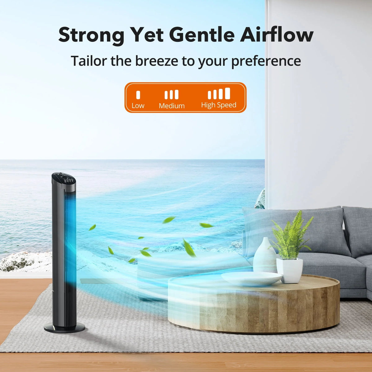 36" Oscillating Tower Fan, 3 Speeds, Timer K185217