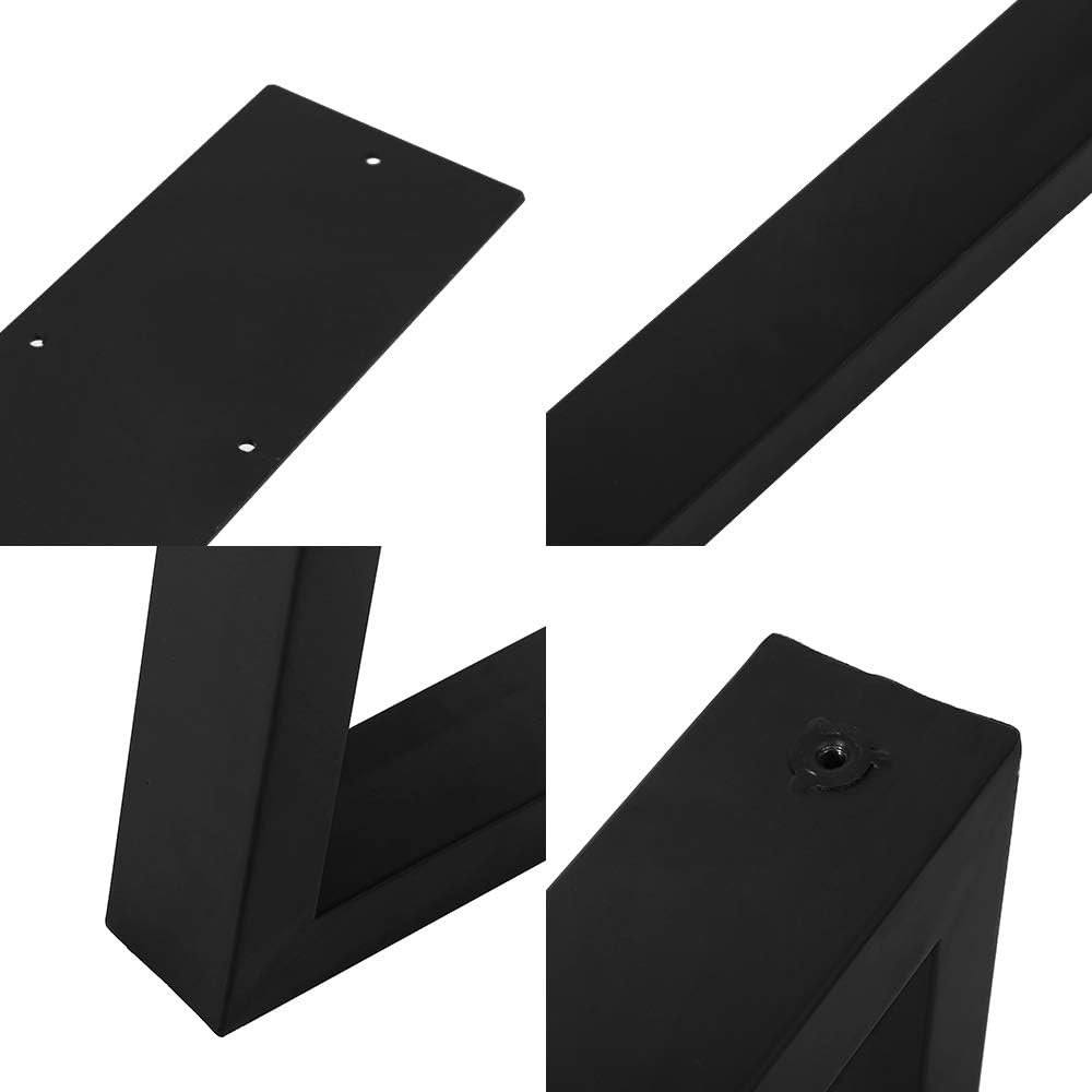 2 PCS Black Cast Iron Square Tube Table Legs D95800