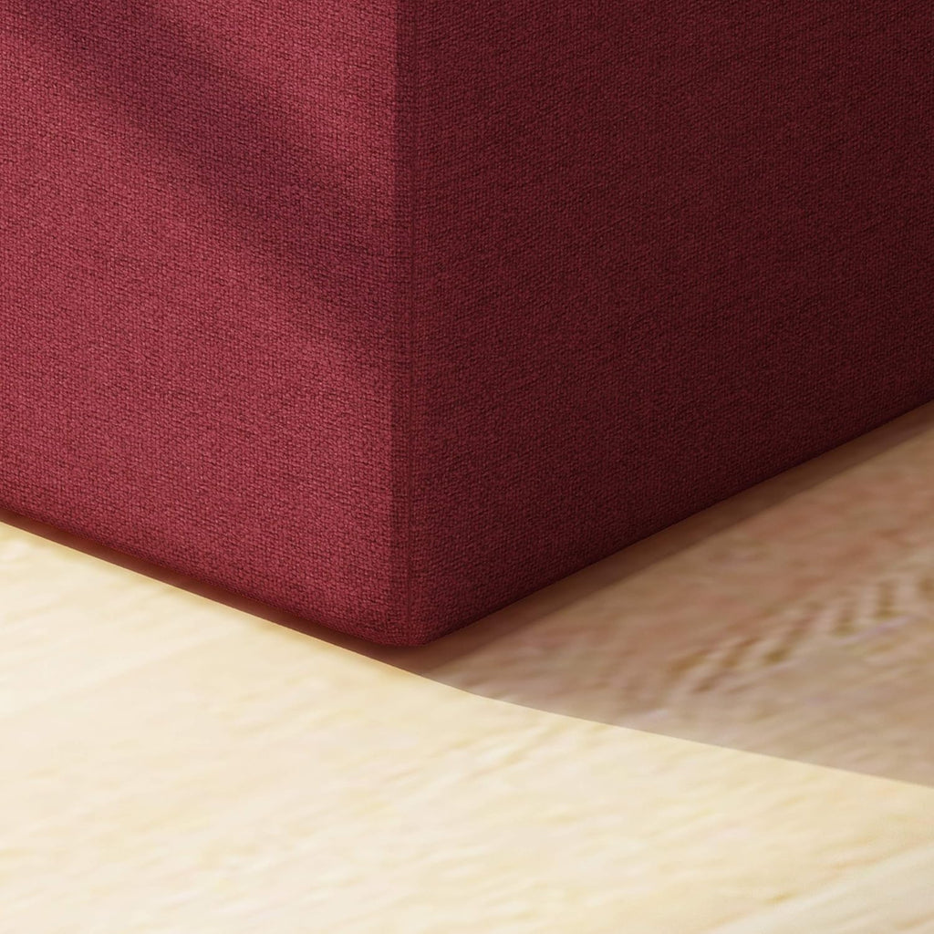 Deep Red Fabric Square Ottoman X60481