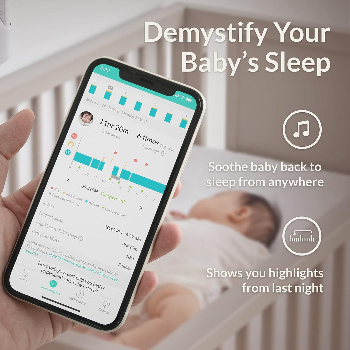 Smart Baby Monitor with HD Night Vision Camera and Two-Way Audio R272