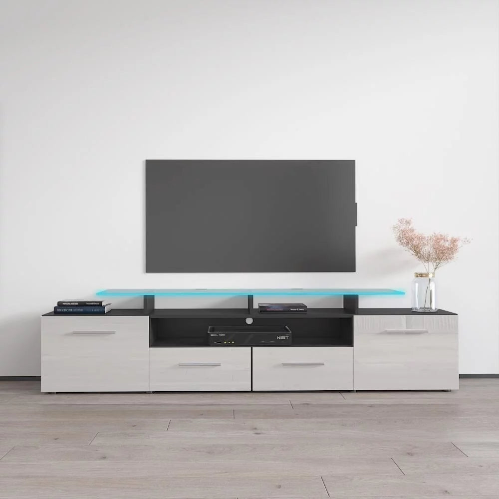White Modern TV Stand with LED Light System R311387