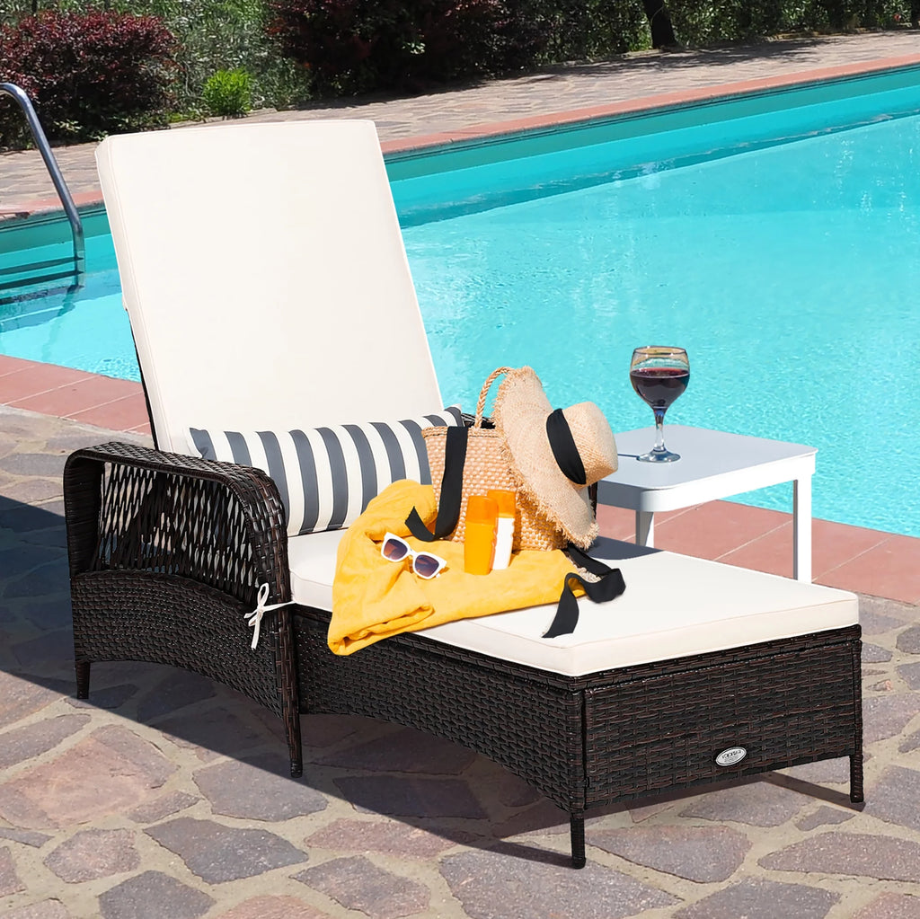 2PCS PE Rattan Chaise Lounge Chair Z7650