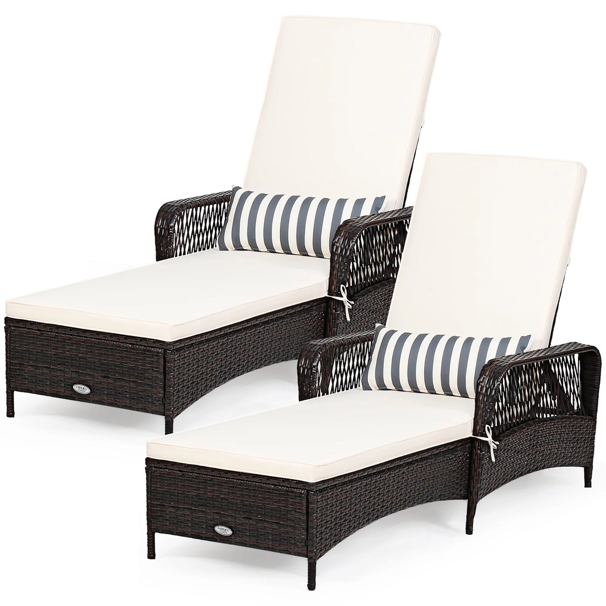 2PCS PE Rattan Chaise Lounge Chair Z7650