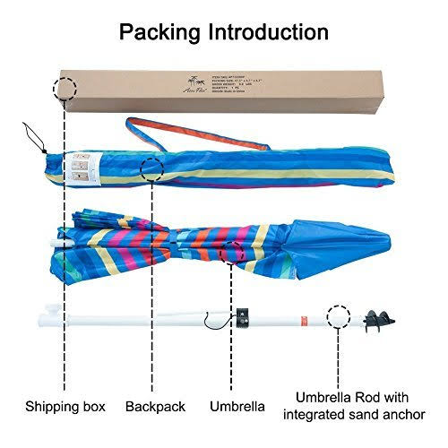 7 Feet Beach Umbrella with Sand Anchor and Carry Bag F692431