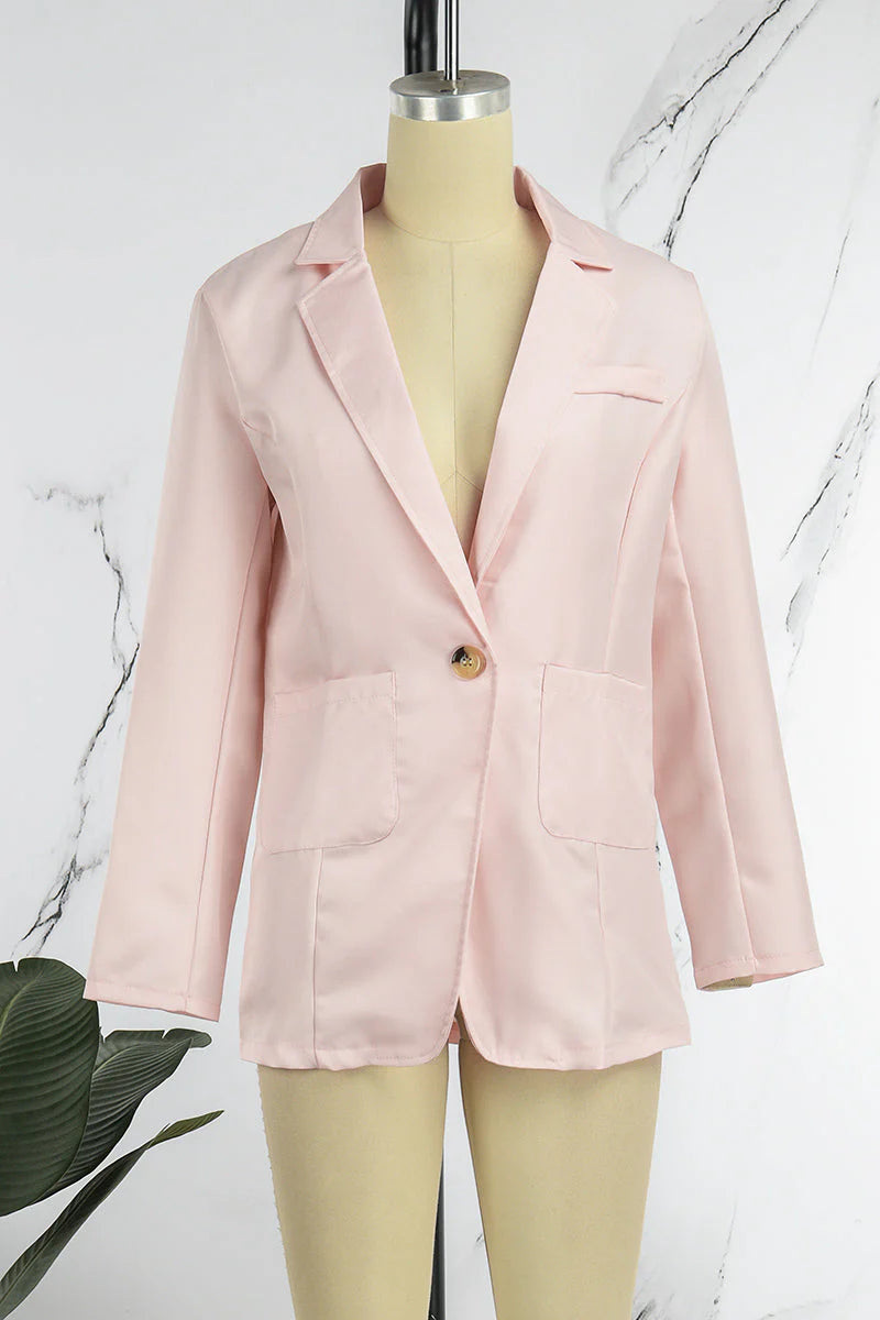 Casual Solid Button Turn-back Collar Outerwear W5519