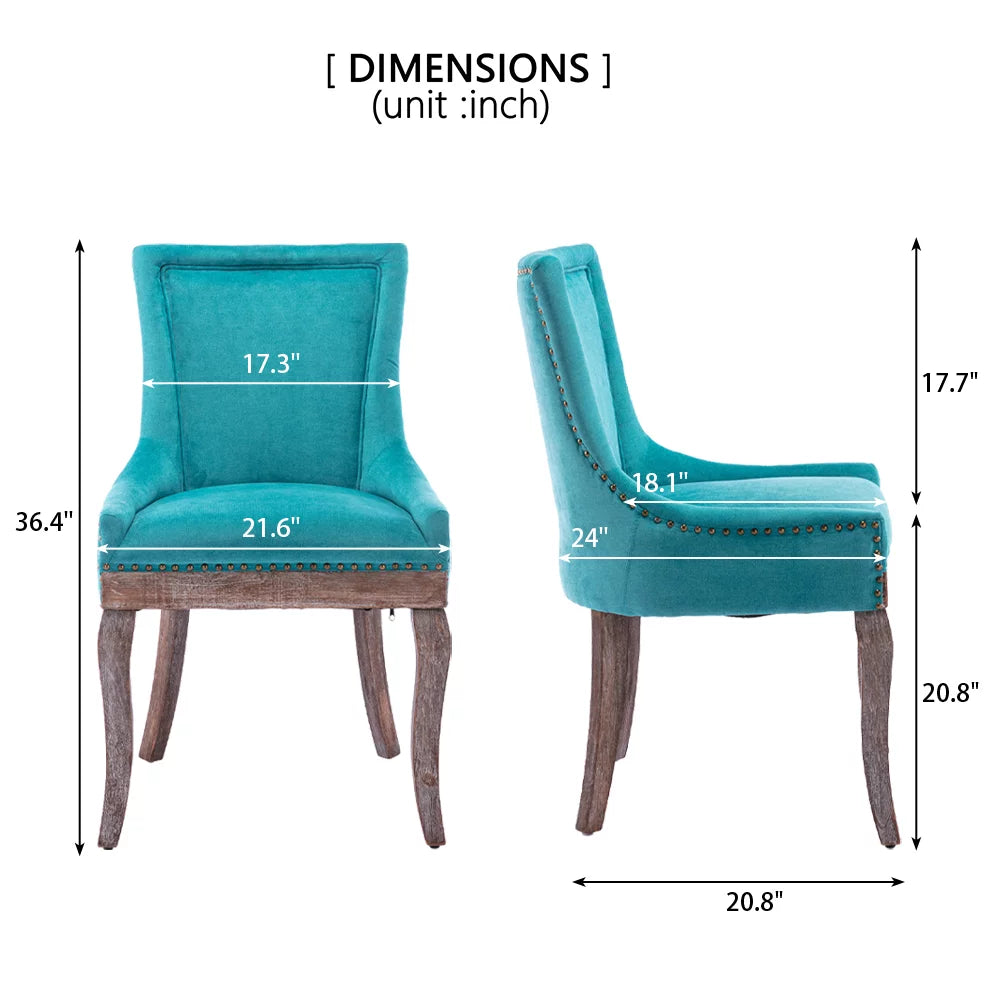 Blue Upholstered Dining Chairs Set of 2 with Wood Legs P719928