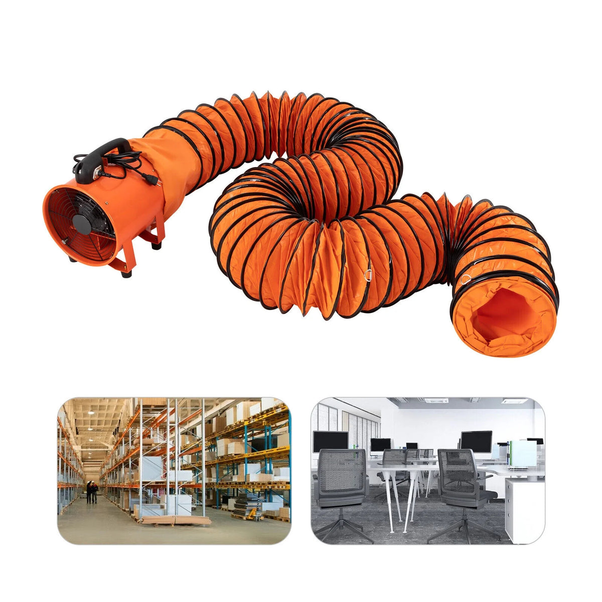 10 Inch Portable Ventilation Fan with 32.8ft Duct Hose C449422