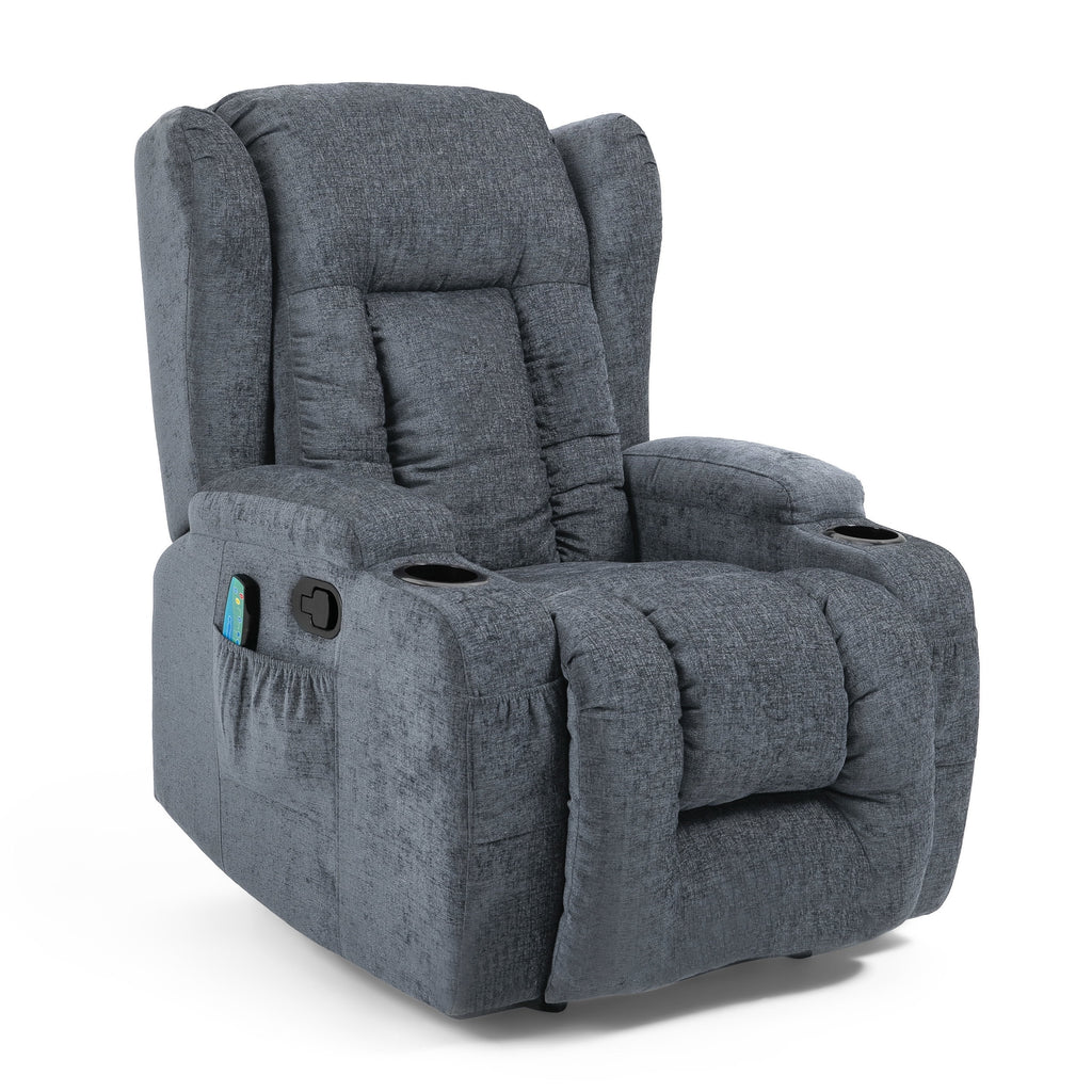 Charcoal Fabric Tufted Massage Recliner D605305
