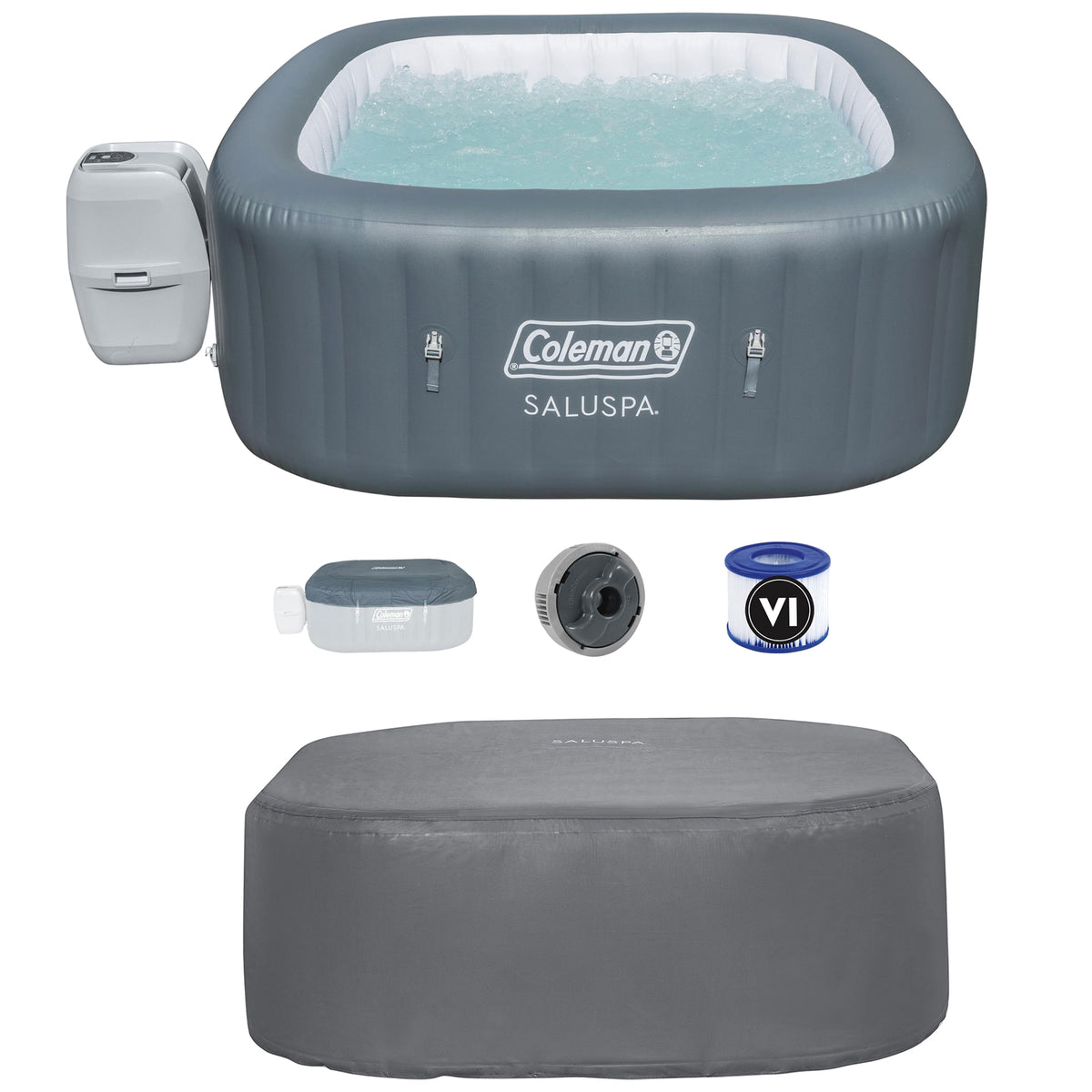 6 Person Inflatable Hot Tub with Spa Cover U7310