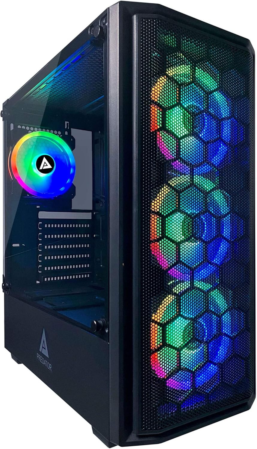 Mid Tower Gaming Case with Tempered Glass Panel, 4 RGB Fans, White N2069
