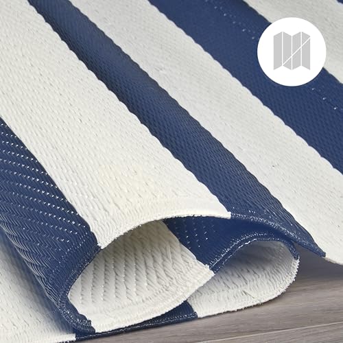 Teal & White 9 x 12 ft Waterproof Reversible Outdoor Camping Rug D55050